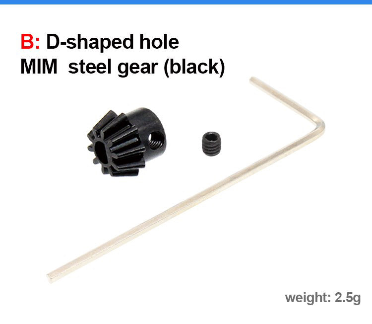 D-Shaped Hole MIM Steel Pinion Black
