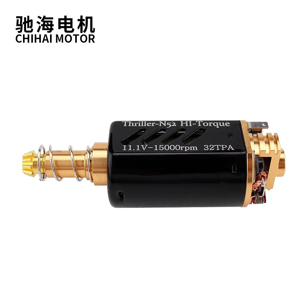 the best CHIHAI M180 THRILLER N52 32TPA 15k HIGH TORQUE 480 long gel ball gun rifle blaster motor that works great with M180 springs.