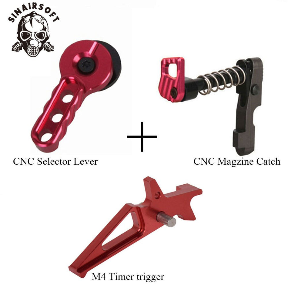 Mag release, trigger, fire select kit red